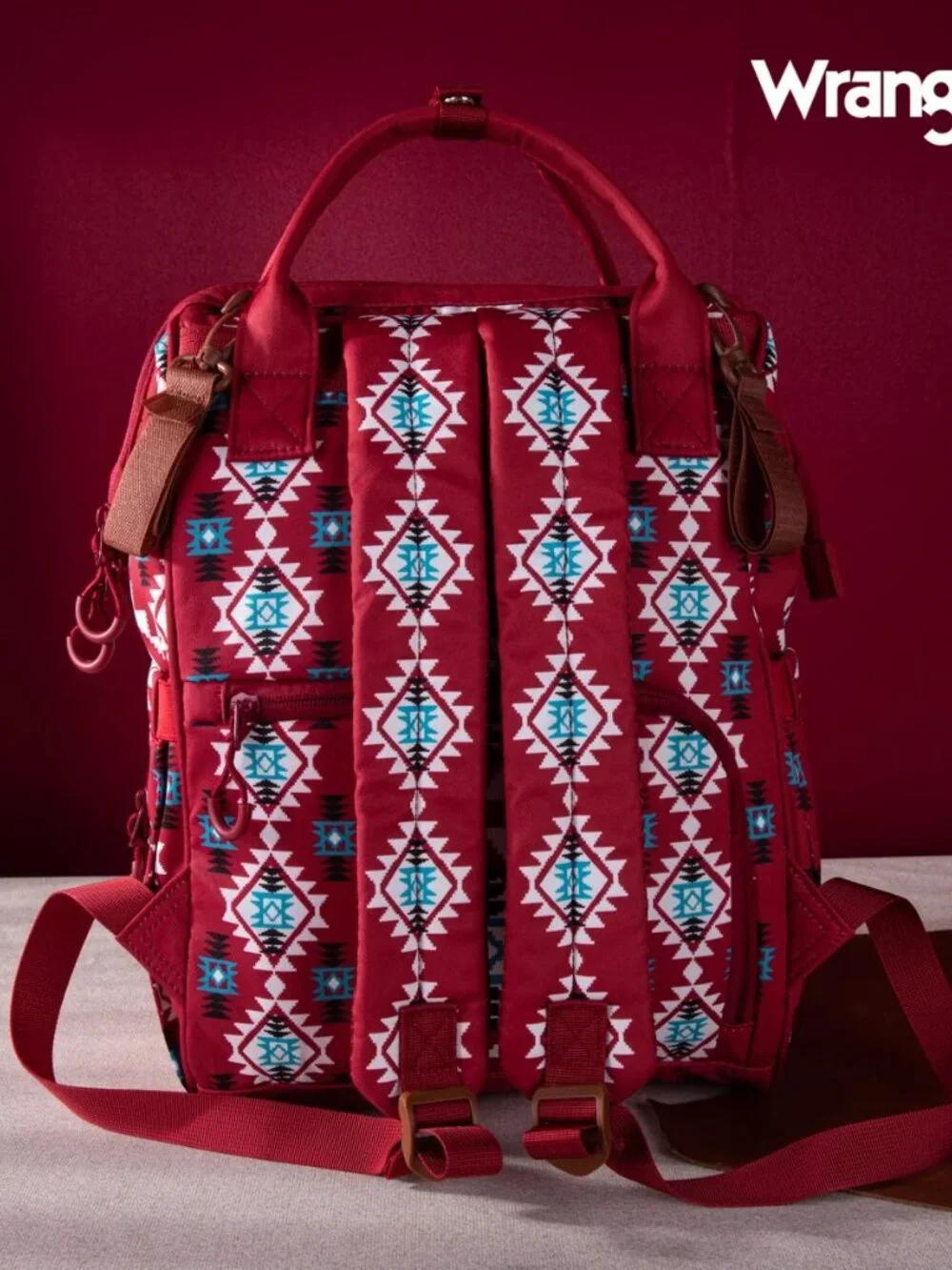 Wrangler Allover Wrangler Aztec Printed Callie Backpack - Burgundy